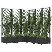 Berkfield Home Beautiful Garden Planter with Trellis Black 120x120x121.5 cm PP
