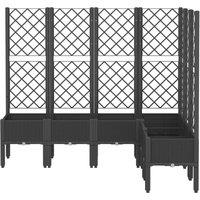 Berkfield Home Beautiful Garden Planter with Trellis Black 160x120x142 cm PP | Size: 160 x 120 x 142 cm