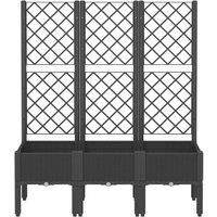 Berkfield Home Beautiful Garden Planter with Trellis Black 120x40x142 cm PP | Size: 120 x 40 x 142 cm