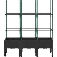 Berkfield Home Beautiful Garden Planter with Trellis Black 120x40x142.5 cm PP