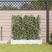Berkfield Home White Garden Planter with Trellis 3 pcs White 120x40x125.5 cm