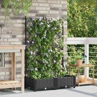 Berkfield Home Durable Garden Planter with Trellis 2 pcs Black 80x40x125.5 cm
