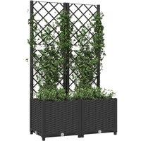 Berkfield Home Beautiful Garden Planter with Trellis Black 80x40x136 cm PP | Size: 80 x 40 x 136 cm