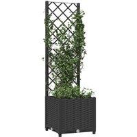 Berkfield Home Beautiful Garden Planter with Trellis Black 40x40x136 cm PP | Size: 40 x 40 x 136 cm