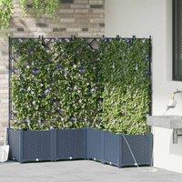 Berkfield Home Modern Garden Planter with Trellis 3 pcs Grey 120x40x143 cm | Size: 120 x 40 x 143 cm