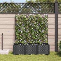 Berkfield Home Modern Garden Planter with Trellis 3 pcs Black 120x40x143 cm | Size: 120 x 40 x 143 cm