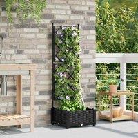 Berkfield Home Beautiful Garden Planter with Trellis Black 40x40x125.5 cm