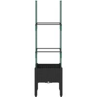 Berkfield Home Beautiful Garden Planter with Trellis Black 40x40x142.5 cm PP