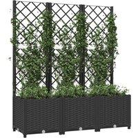 Berkfield Home Beautiful Garden Planter with Trellis Black 120x40x136 cm PP | Size: 120 x 40 x 136 cm