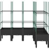 Berkfield Home Beautiful Garden Planter with Trellis Black 160x120x142.5 cm PP