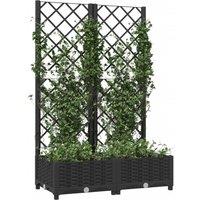 Berkfield Home Beautiful Garden Planter with Trellis Black 80x40x121.5 cm PP