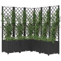 Berkfield Home Beautiful Garden Planter with Trellis Black 120x120x136 cm PP | Size: 120 x 120 x 136 cm