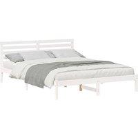 Berkfield Home Elegant with Headboard White 160 x 220 cm Solid pine wood
