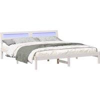 Berkfield Home Modern with LED Strip Lights with Headboard White 200 x 200 cm Wood