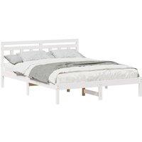 Berkfield Home Traditional with Headboard White Standard Double Pine wood
