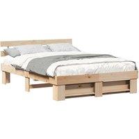 Berkfield Home Traditional with Headboard Brown 160 x 200 cm Pine wood in Light Tan