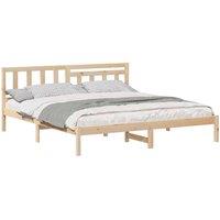 Berkfield Home Modern with Headboard Brown 200 x 200 cm Solid pine wood in Natural