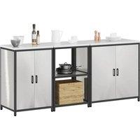 Berkfield Home Modern with Shelf Other with Storage with Door 3 pcs Stainless steel in Silver
