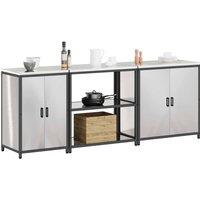 Berkfield Home Modern with Shelf Other with Storage with Door 3 pcs Stainless steel in Silver