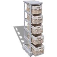 Berkfield Home Stunning Wooden Storage Rack 5 Weaving Baskets White