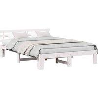 Berkfield Home White Wood Bed Frame White Wood 160 x 200 cm Durable White Bed Frame
