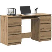 Berkfield Home Decorative Writing Desk Artisan Oak 140x50x77 cm Engineered Wood in Brown | Size: 140 x 50 x 77 cm