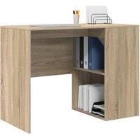 Berkfield Home Modern Writing Desk Sonoma oak Particle board Small Sonoma Oak Desk in Light Tan