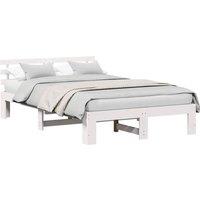 Berkfield Home White White Pine Wood Bed Frame White Solid wood 120 x 200 cm Durable