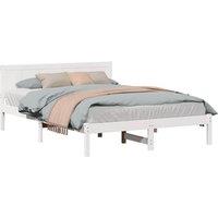 Berkfield Home White White Pine Bed Frame White Wood 150 x 200 cm Durable