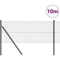 Berkfield Home Modern Welded Wire Fence with 7 Posts Grey 0.8x10 m Steel