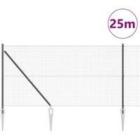 Berkfield Home Modern Welded Wire Fence with 13 Spike Posts Grey 1.4x25 m Steel