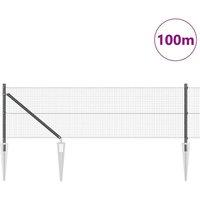 Berkfield Home Modern Welded Wire Fence with 13 Spike Posts Grey 0.4x100 m Steel