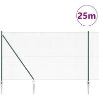 Berkfield Home Modern Welded Wire Fence with 13 Spike Posts Green 1, 6x25 m Steel