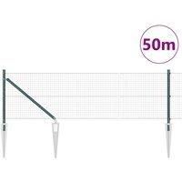 Berkfield Home Green Welded Wire Fence with 13 Spike Posts Green 0.8x50 m Steel