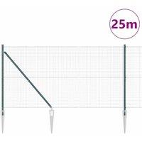 Berkfield Home Green Welded Wire Fence with 13 Spike Posts Green 1.4x25 m Steel