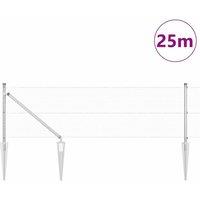 Berkfield Home Modern Welded Wire Fence with 13 Spike Posts 0.6x25 m Galvanised Steel in Silver