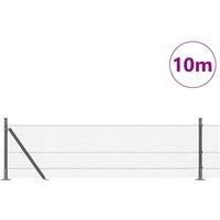 Berkfield Home Beautiful Welded Wire Fence with 7 Flanged Posts Grey 0.6x10 m Steel