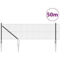 Berkfield Home Modern Welded Wire Fence with 13 Spike Posts Grey 0.6x50 m Steel