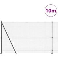Berkfield Home Stylish Welded Wire Fence with 7 Flanged Posts Grey 1.5x10 m Steel