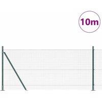 Berkfield Home Green Welded Wire Fence with 7 Flanged Posts Green 0.8x10 m Steel