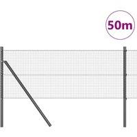 Berkfield Home Modern Welded Wire Fence with 13 Posts Grey 0.4x50 m Steel
