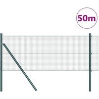 Berkfield Home Modern Welded Wire Fence with 13 Posts Green 0.4x50 m Steel