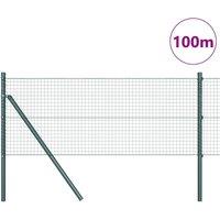 Berkfield Home Green Welded Wire Fence with 13 Posts Green 0.5x100 m Steel