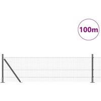 Berkfield Home Modern Welded Wire Fence with 13 Flanged Posts Grey 0.4x100 m Steel