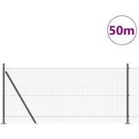 Berkfield Home Modern Welded Wire Fence with 13 Flanged Posts Grey 0.8x100 m Steel