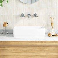 Berkfield Home Beautiful Wash Basin White 48x37x13 cm Ceramic Rectangle | Size: 48 x 37 x 13 cm