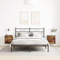 Berkfield Home Durable Wall-mounted Bedside Cabinets 2 pcs Smoked Oak 38x34x40 cm in Brown | Size: 38 x 34 x 40 cm