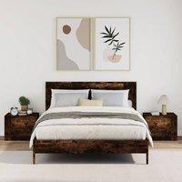 Berkfield Home Decorative Wall-mounted Bedside Cabinets 2 pcs Smoked Oak 45x30x35 cm in Brown | Size: 45 x 30 x 35 cm