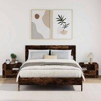 Berkfield Home Decorative Wall-mounted Bedside Cabinets 2 pcs Smoked Oak 45x30x35 cm in Brown | Size: 45 x 30 x 35 cm