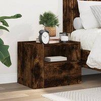 Berkfield Home Decorative Wall-mounted Bedside Cabinet Smoked Oak 45x30x35 cm in Brown | Size: 45 x 30 x 35 cm